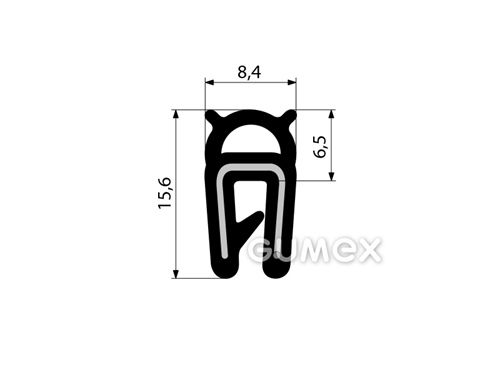 Profil U-PIRELI mit Metallverstärkung mit oberer Dichtung A5248, 60°ShA, EPDM, EN 45545-2, schwarz, 